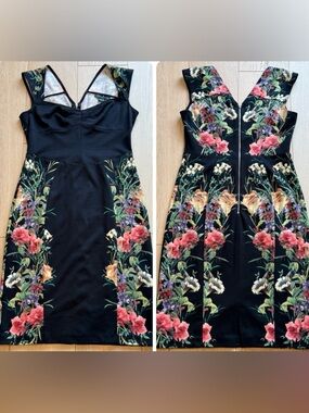 Guess by Marciano Black Floral Bodycon Dress 🌺 Stunning Floral Back Bodycon